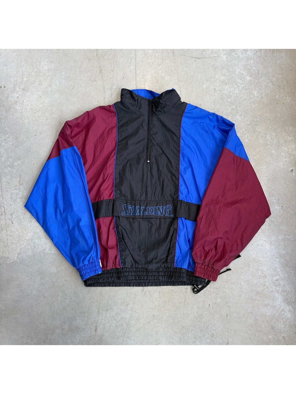 Vintage 80s Spalding Tri Colour Flawed Windbreaker Jacket Large Black